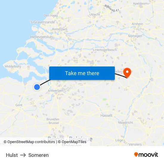 Hulst to Someren map