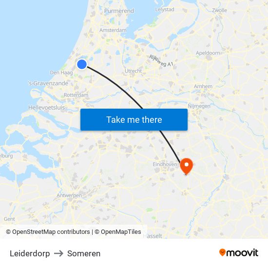 Leiderdorp to Someren map