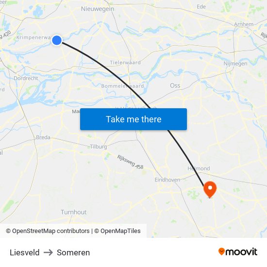 Liesveld to Someren map
