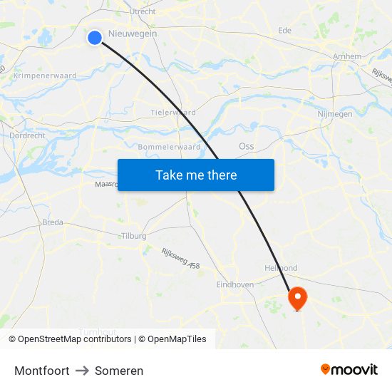 Montfoort to Someren map