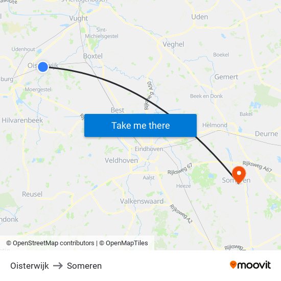 Oisterwijk to Someren map