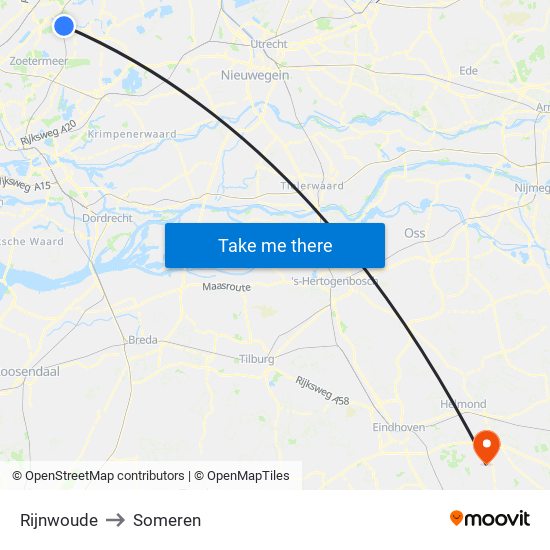 Rijnwoude to Someren map