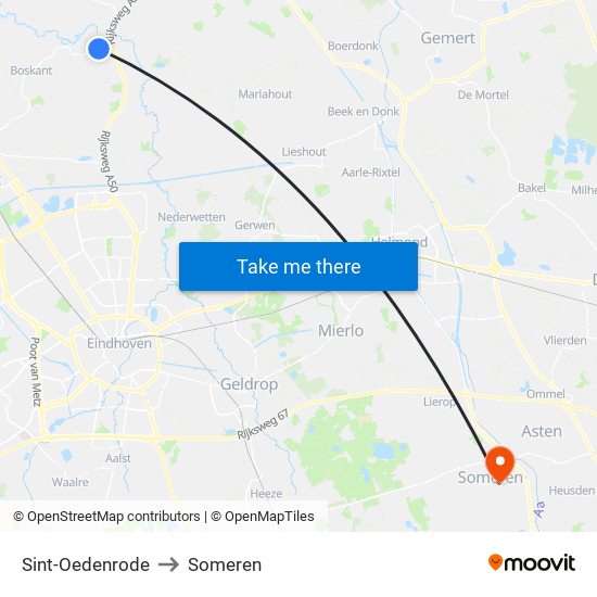 Sint-Oedenrode to Someren map