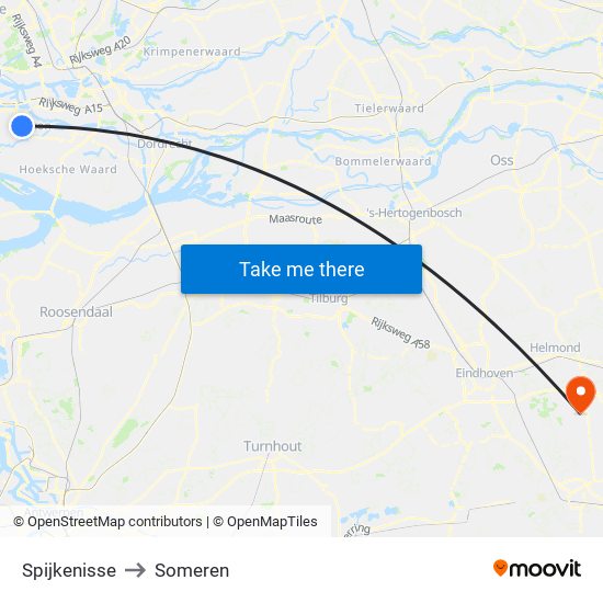 Spijkenisse to Someren map