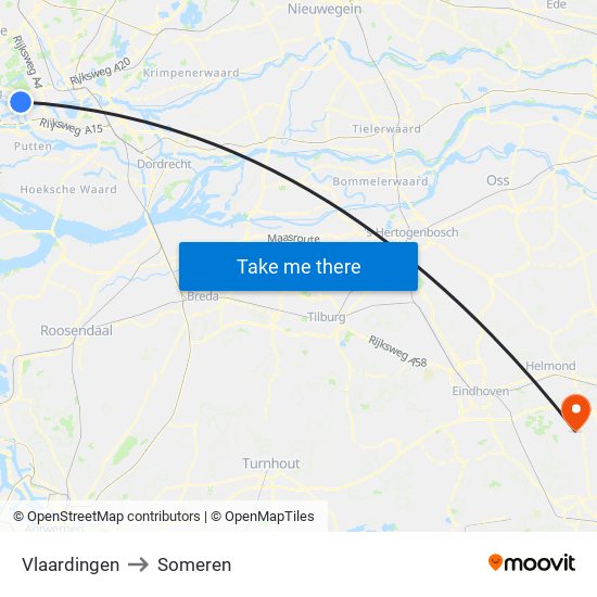 Vlaardingen to Someren map