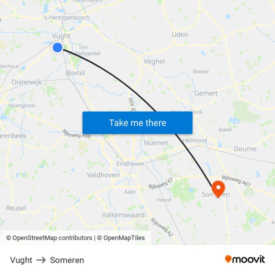 Vught to Someren map