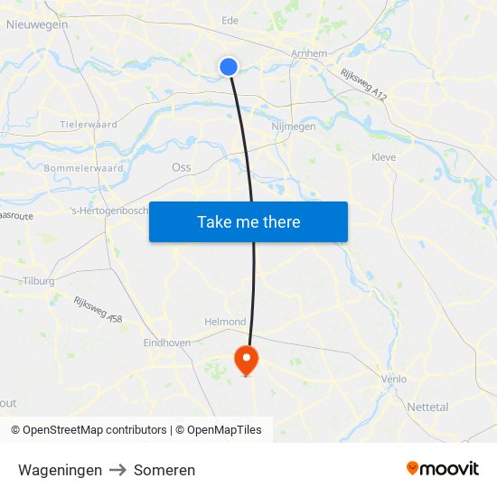 Wageningen to Someren map