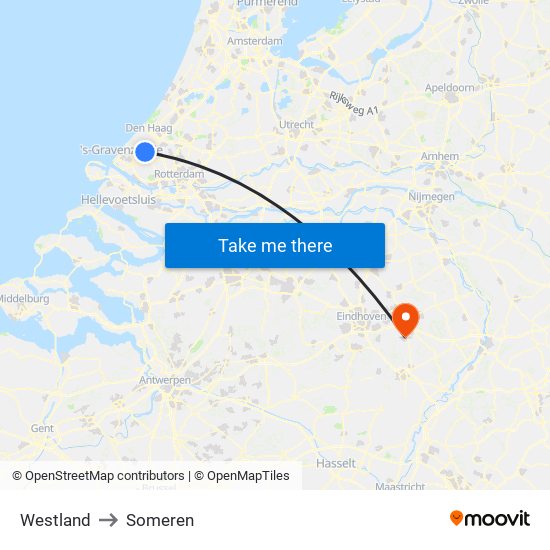 Westland to Someren map