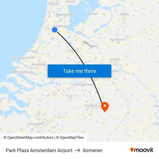 Park Plaza Amsterdam Airport to Someren map