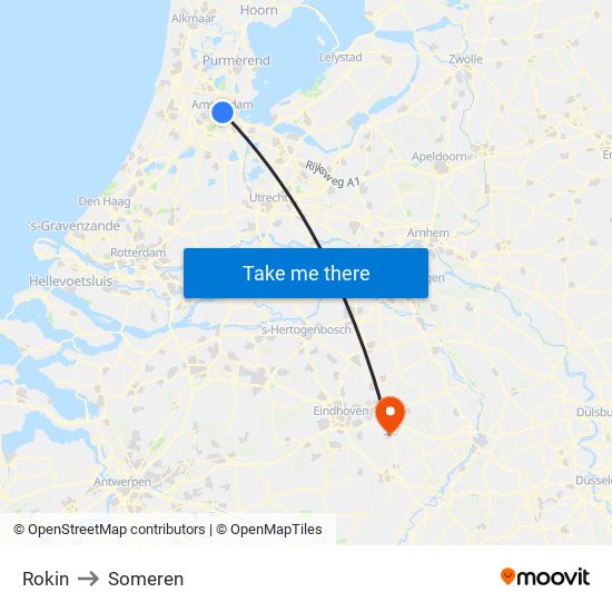 Rokin to Someren map