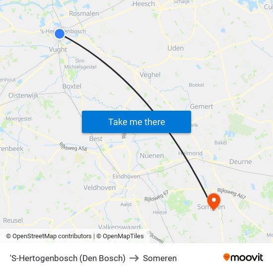 'S-Hertogenbosch (Den Bosch) to Someren map