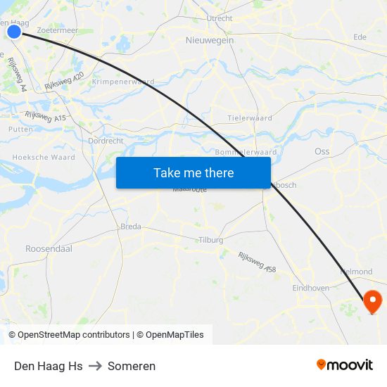 Den Haag Hs to Someren map