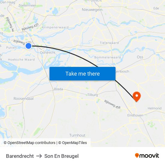 Barendrecht to Son En Breugel map