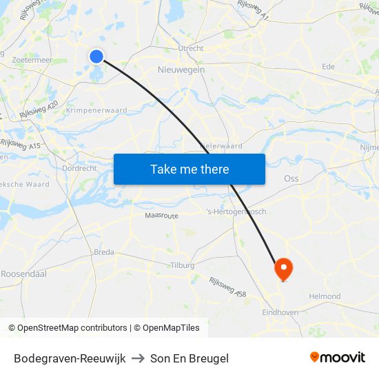 Bodegraven-Reeuwijk to Son En Breugel map