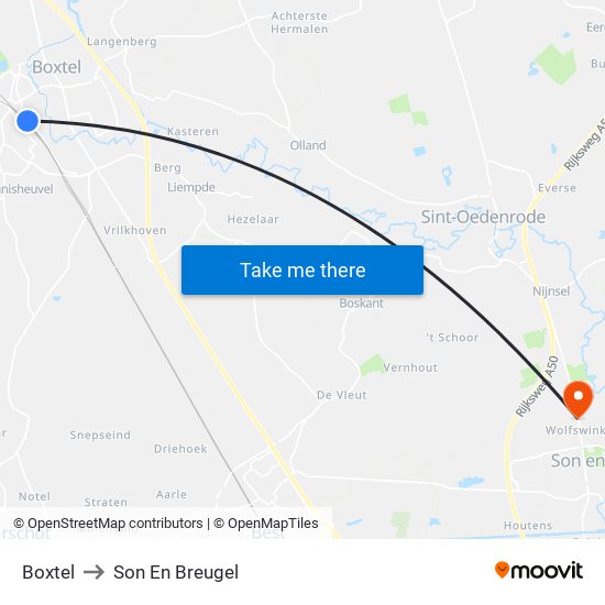 Boxtel to Son En Breugel map