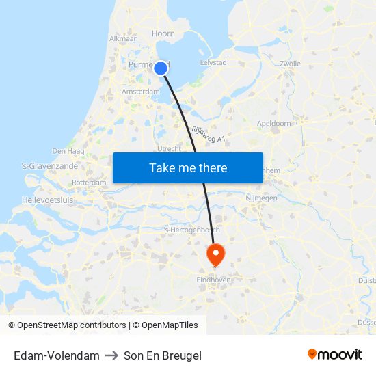 Edam-Volendam to Son En Breugel map
