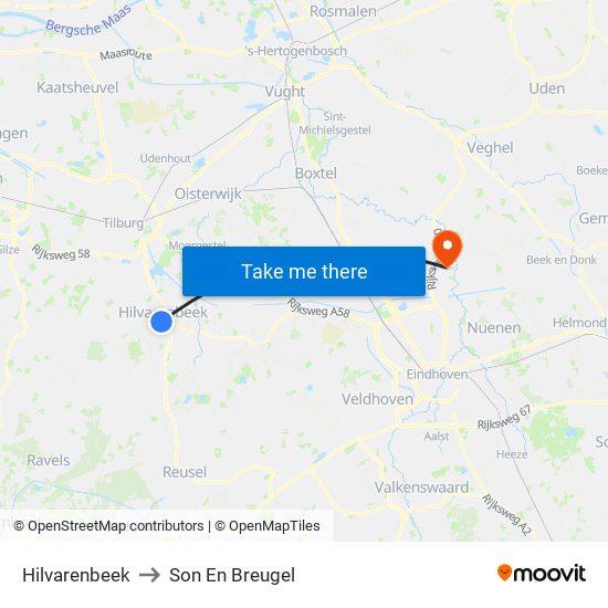 Hilvarenbeek to Son En Breugel map