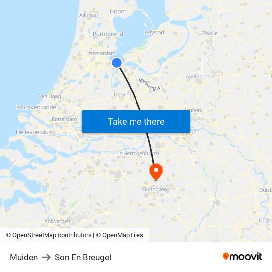 Muiden to Son En Breugel map