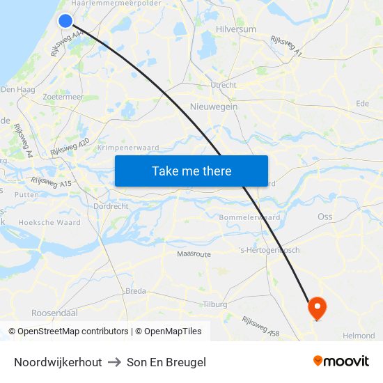 Noordwijkerhout to Son En Breugel map