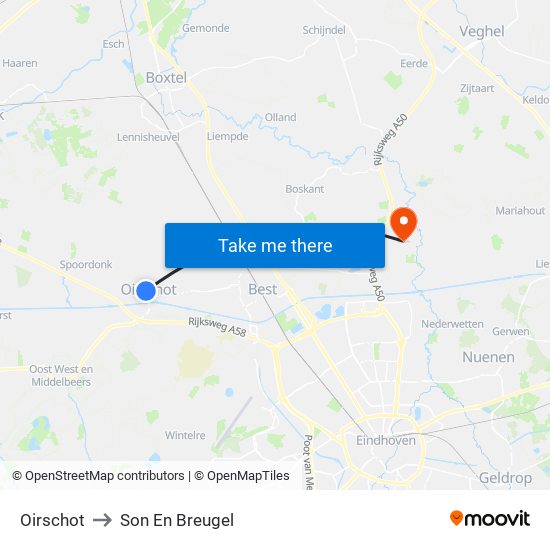 Oirschot to Son En Breugel map