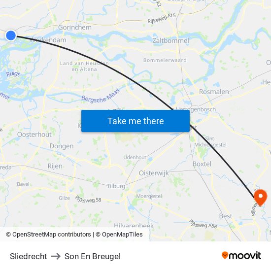 Sliedrecht to Son En Breugel map