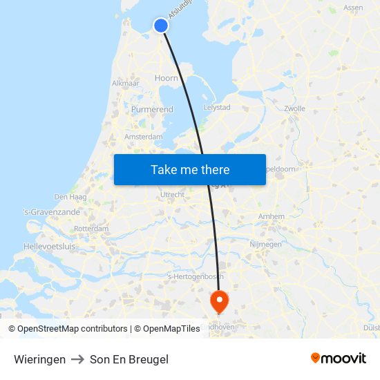 Wieringen to Son En Breugel map