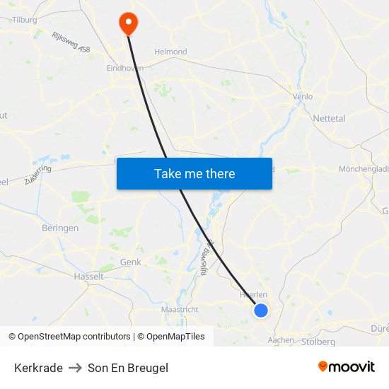 Kerkrade to Son En Breugel map
