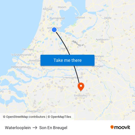 Waterlooplein to Son En Breugel map