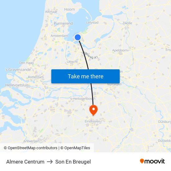 Almere Centrum to Son En Breugel map
