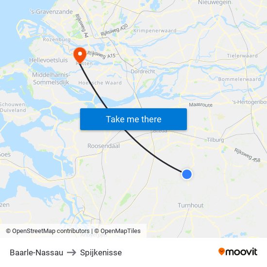 Baarle-Nassau to Spijkenisse map