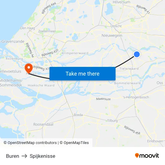 Buren to Spijkenisse map