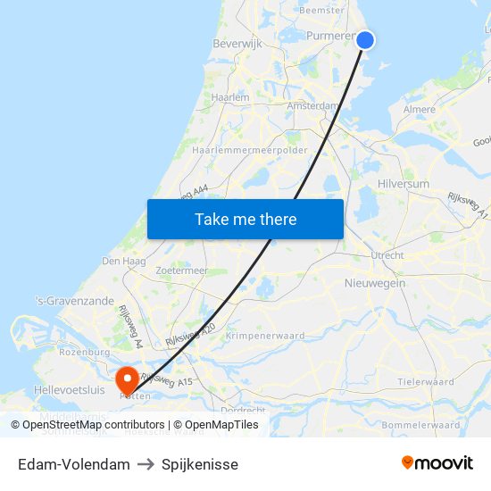 Edam-Volendam to Spijkenisse map