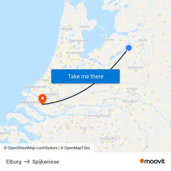 Elburg to Spijkenisse map