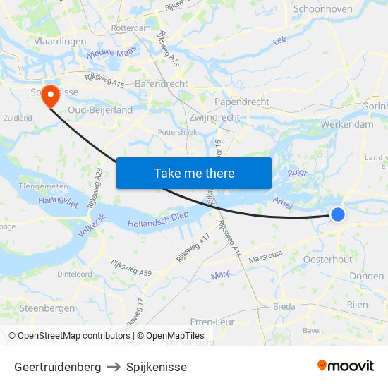 Geertruidenberg to Spijkenisse map