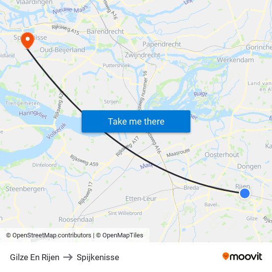 Gilze En Rijen to Spijkenisse map