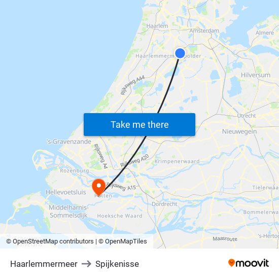 Haarlemmermeer to Spijkenisse map