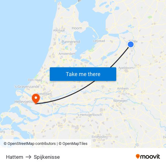 Hattem to Spijkenisse map