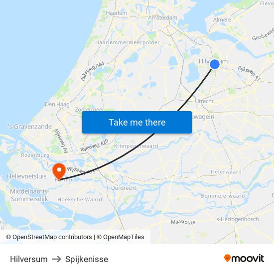 Hilversum to Spijkenisse map