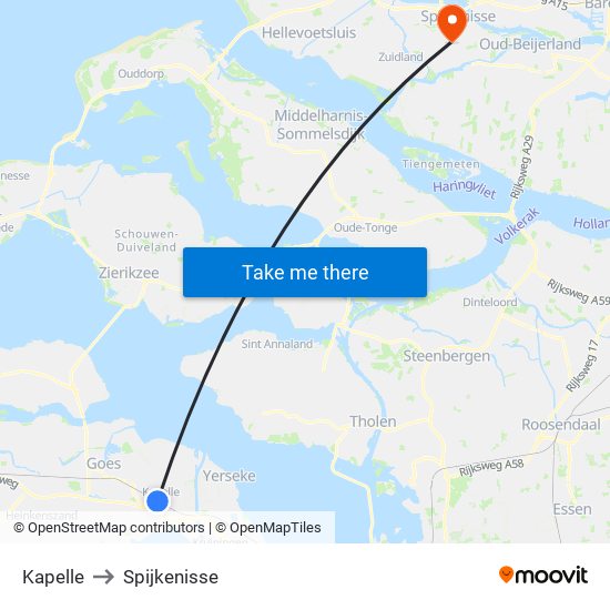 Kapelle to Spijkenisse map