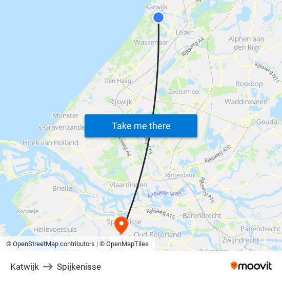 Katwijk to Spijkenisse map