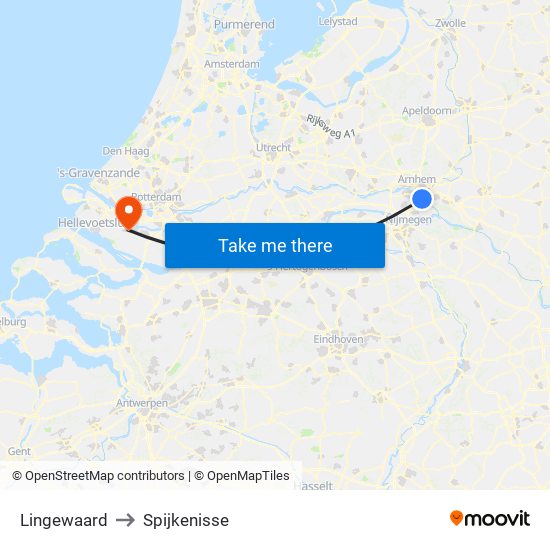 Lingewaard to Spijkenisse map