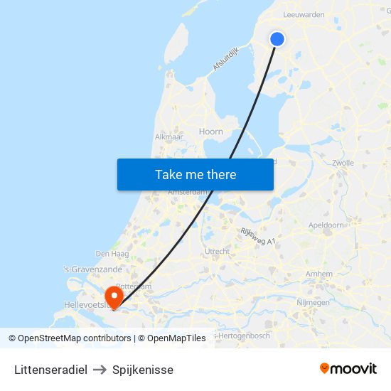 Littenseradiel to Spijkenisse map