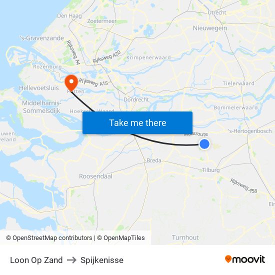 Loon Op Zand to Spijkenisse map