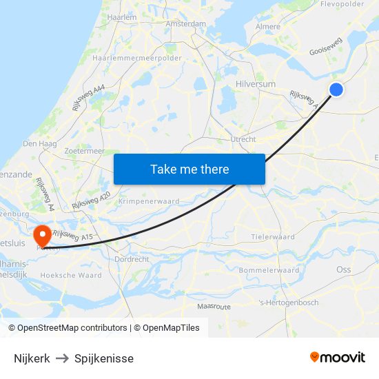 Nijkerk to Spijkenisse map