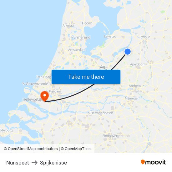 Nunspeet to Spijkenisse map