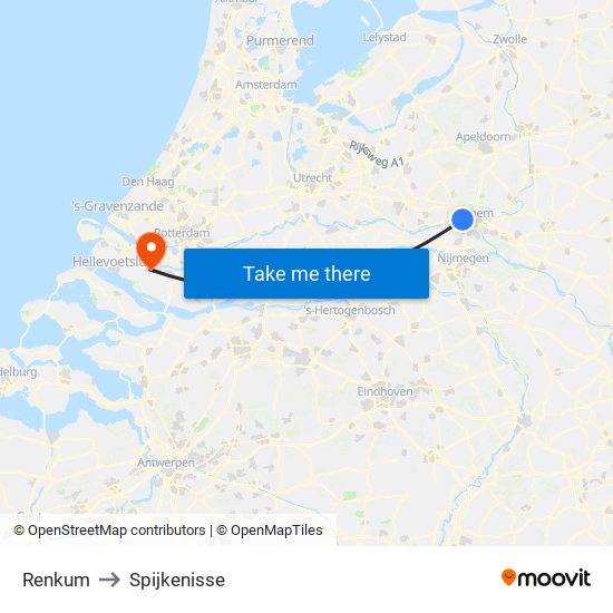 Renkum to Spijkenisse map
