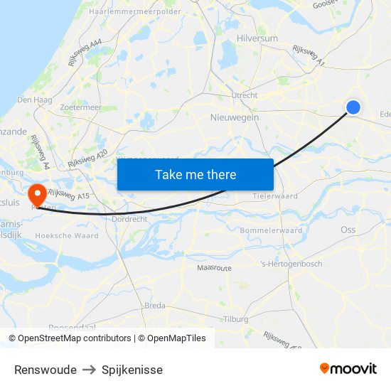 Renswoude to Spijkenisse map