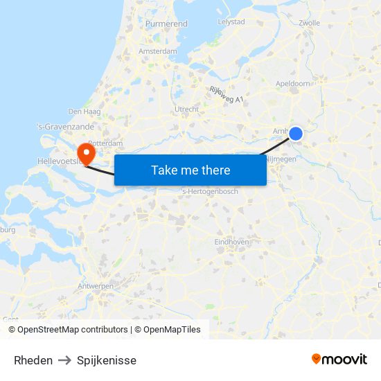 Rheden to Spijkenisse map