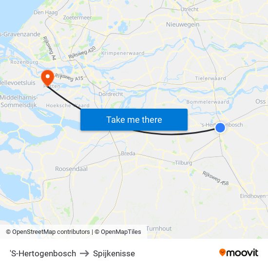 'S-Hertogenbosch to Spijkenisse map