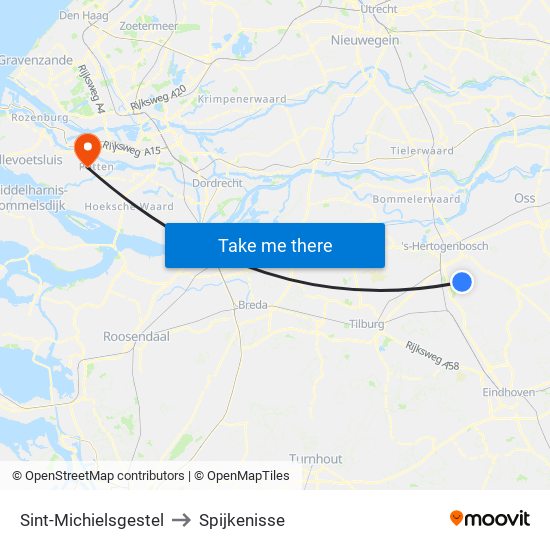 Sint-Michielsgestel to Spijkenisse map